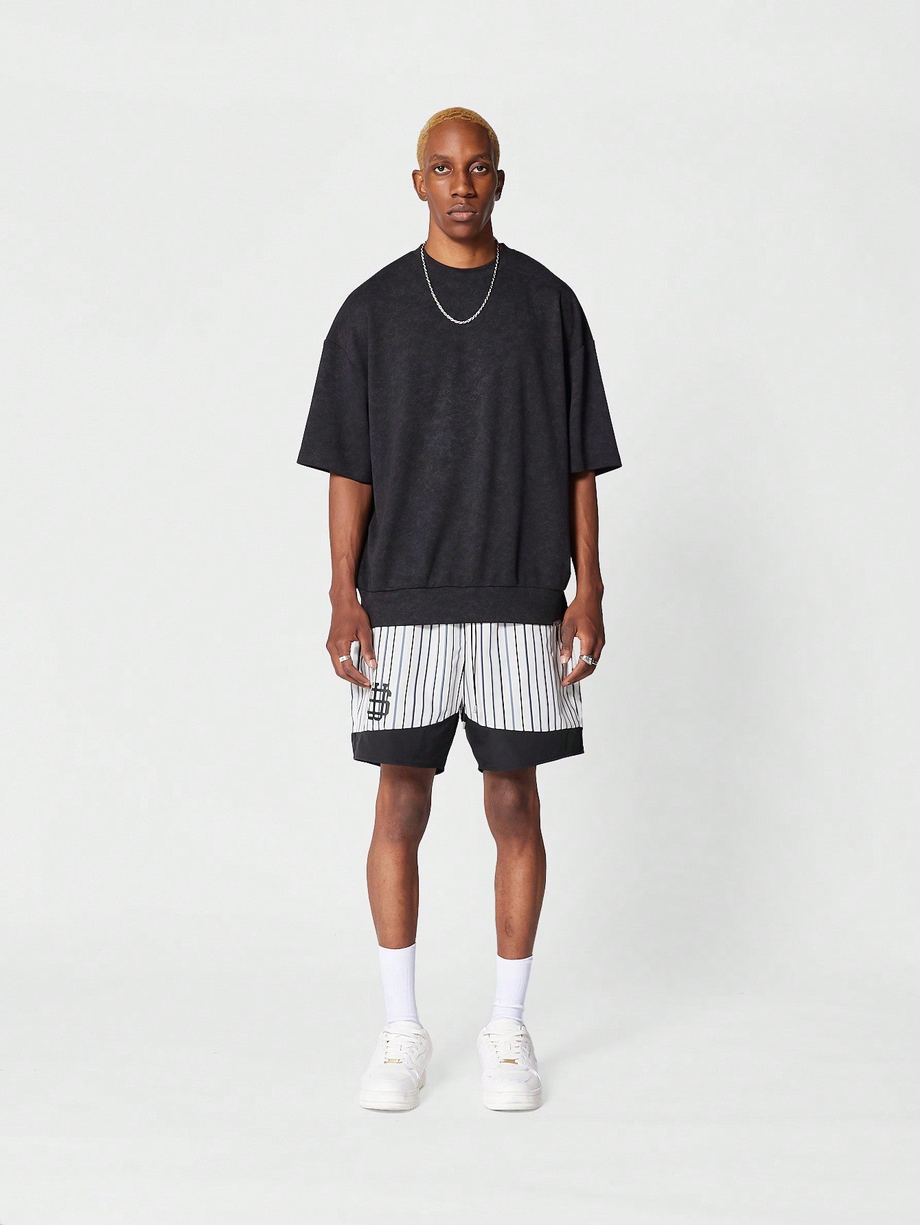 Stripped Nylon Short With Contrast Panels