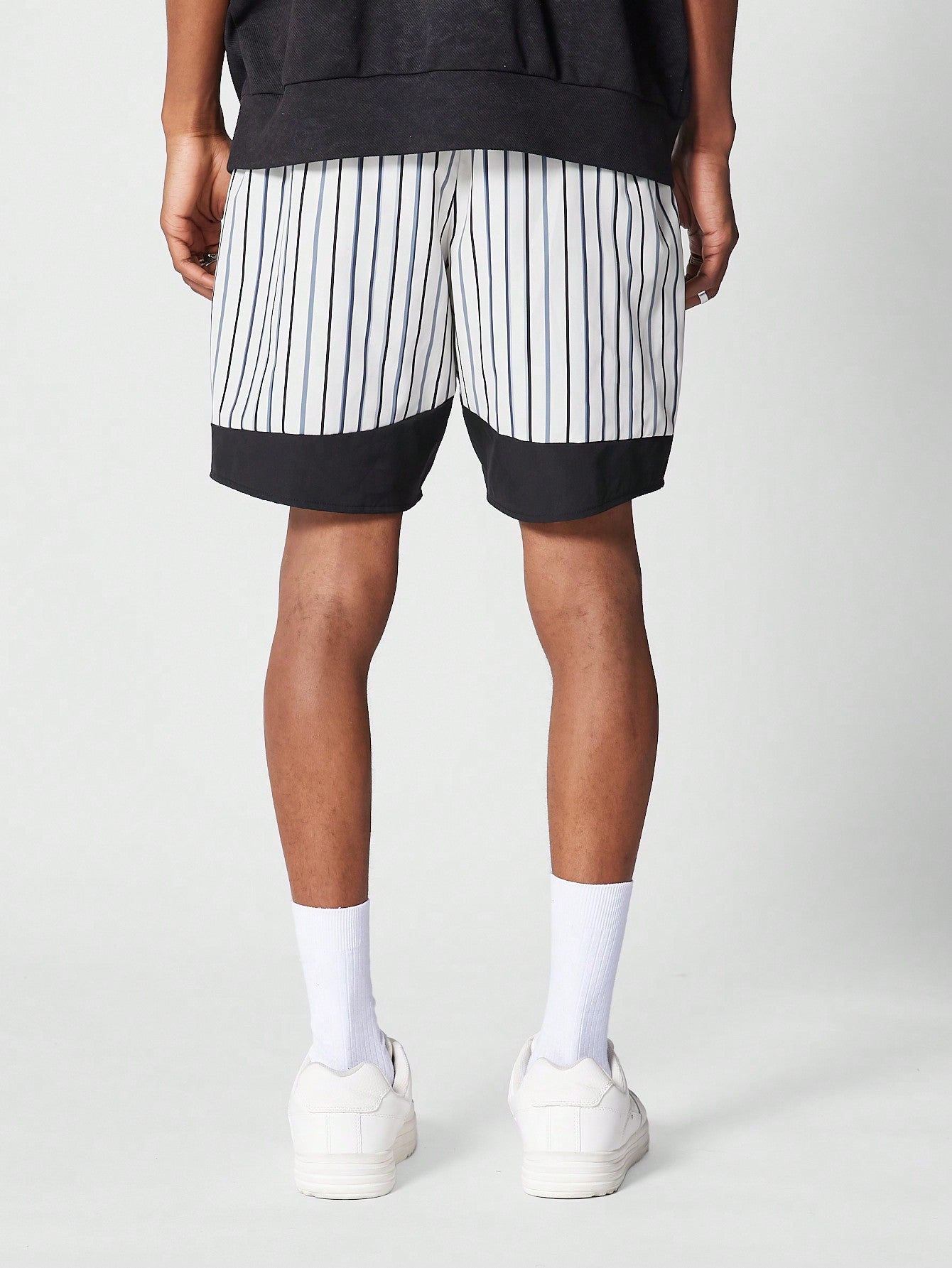 Stripped Nylon Short With Contrast Panels