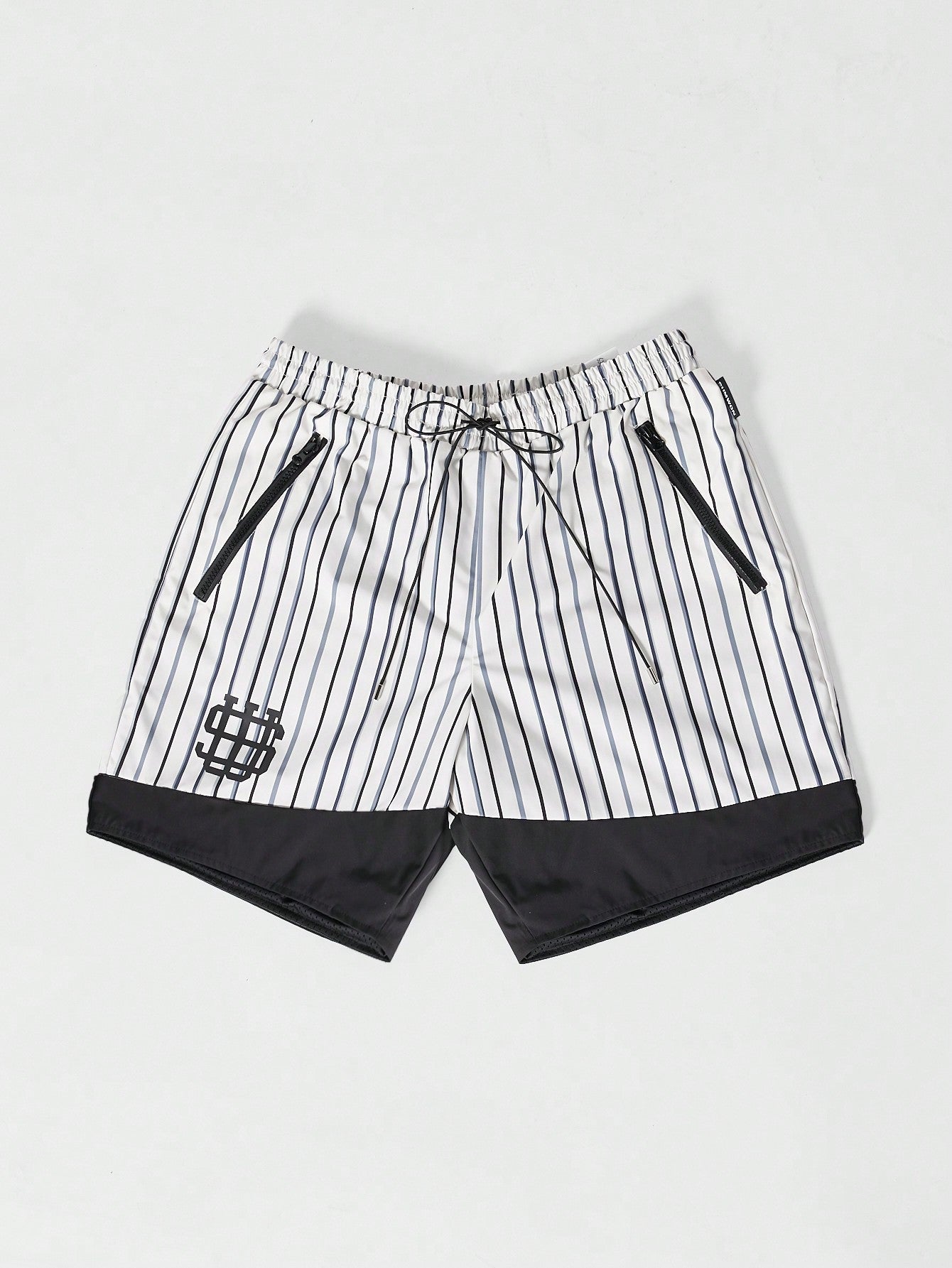 Stripped Nylon Short With Contrast Panels