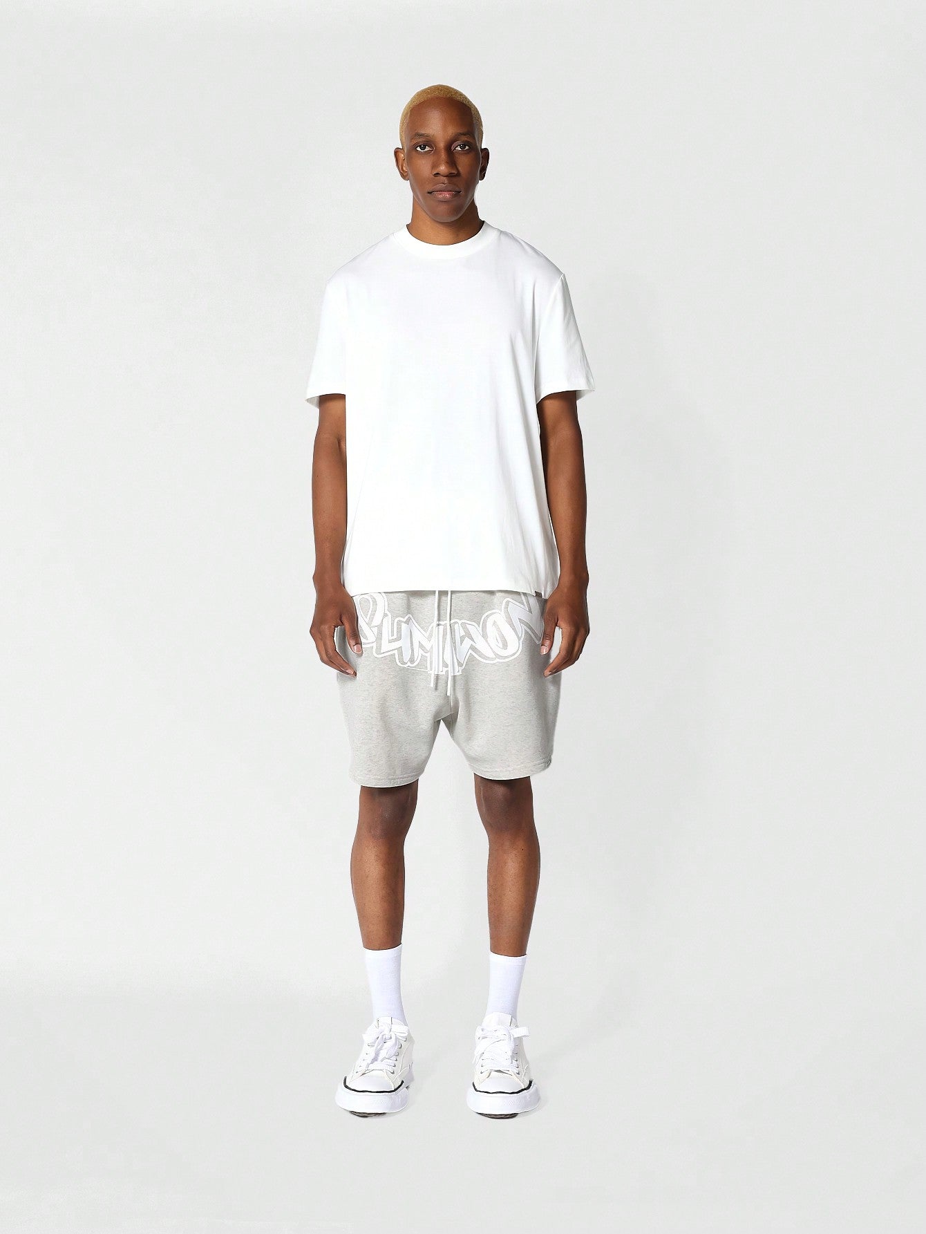 Drop Crotch Shorts With Front Graphic