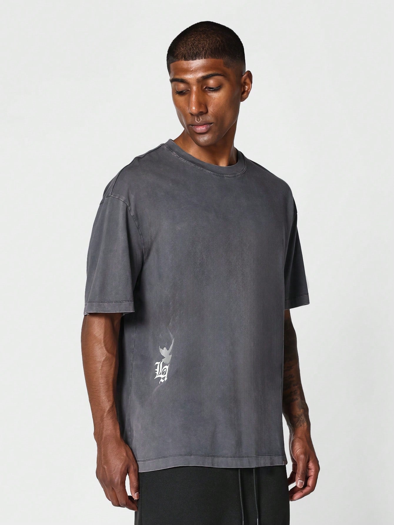 Washed Tee With LA Graphic Print For Daily Wear