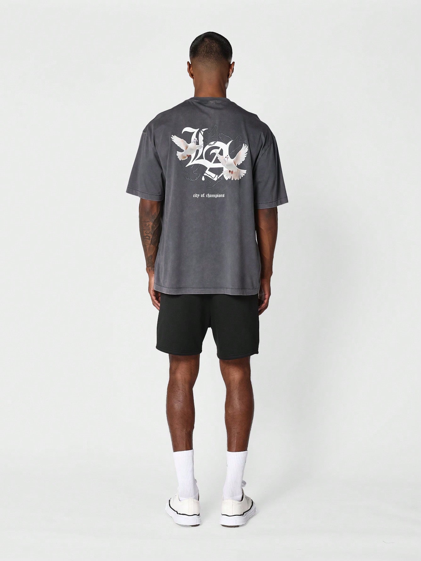 Washed Tee With LA Graphic Print For Daily Wear