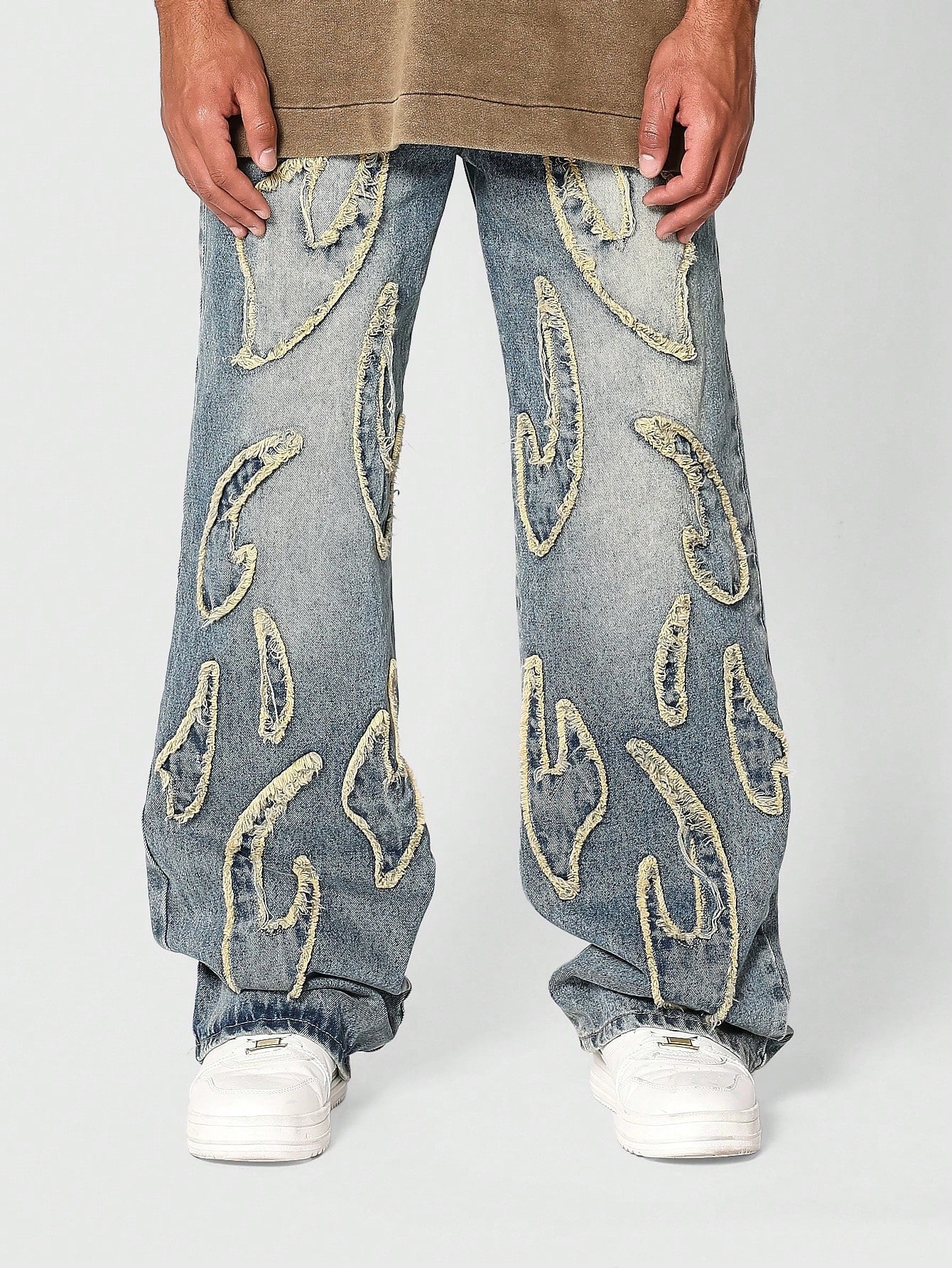 Loose Fit Baggy Jeans With Applique