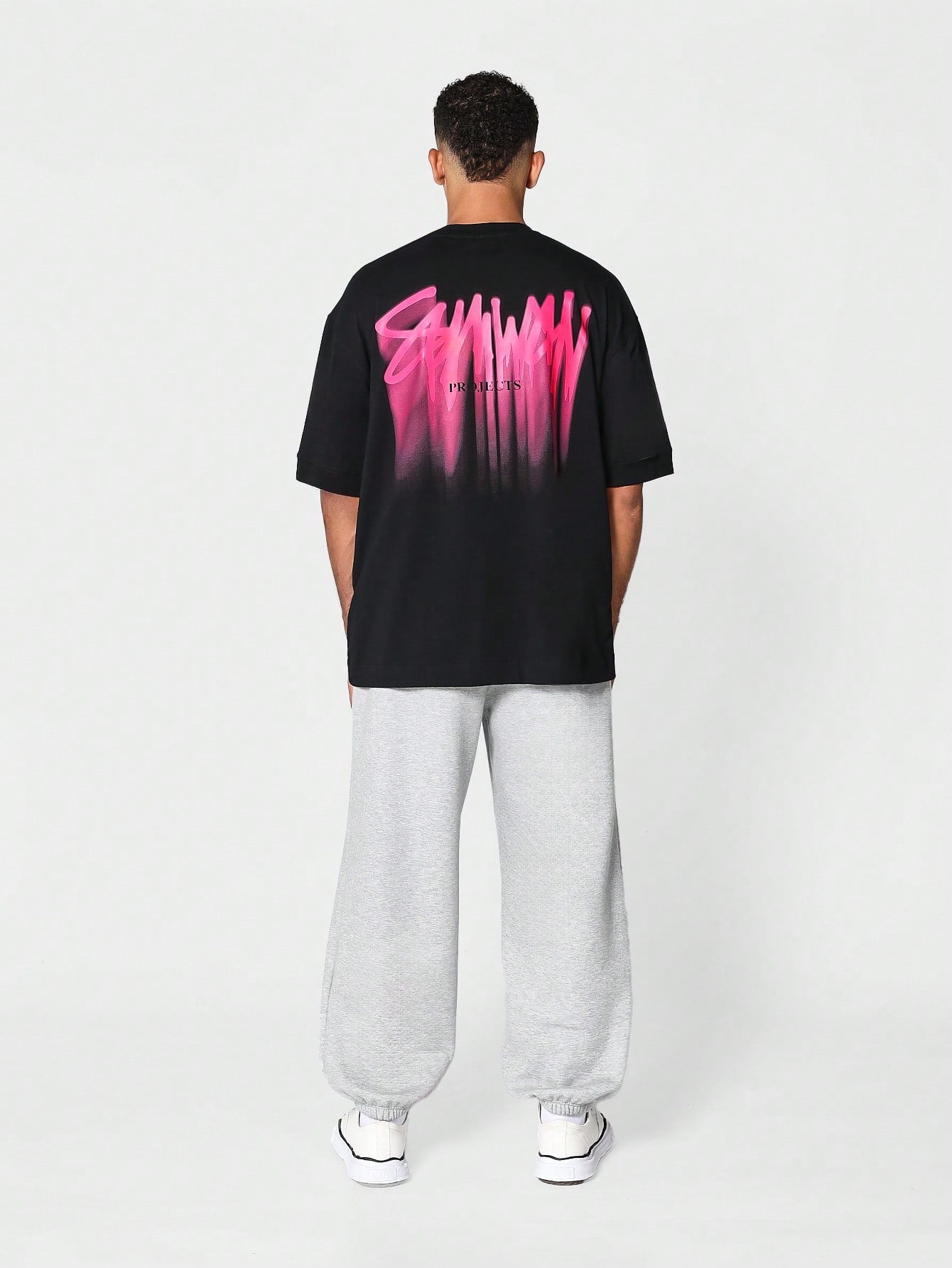 Oversized Short Sleeve Tee With Graffiti Graphic Print