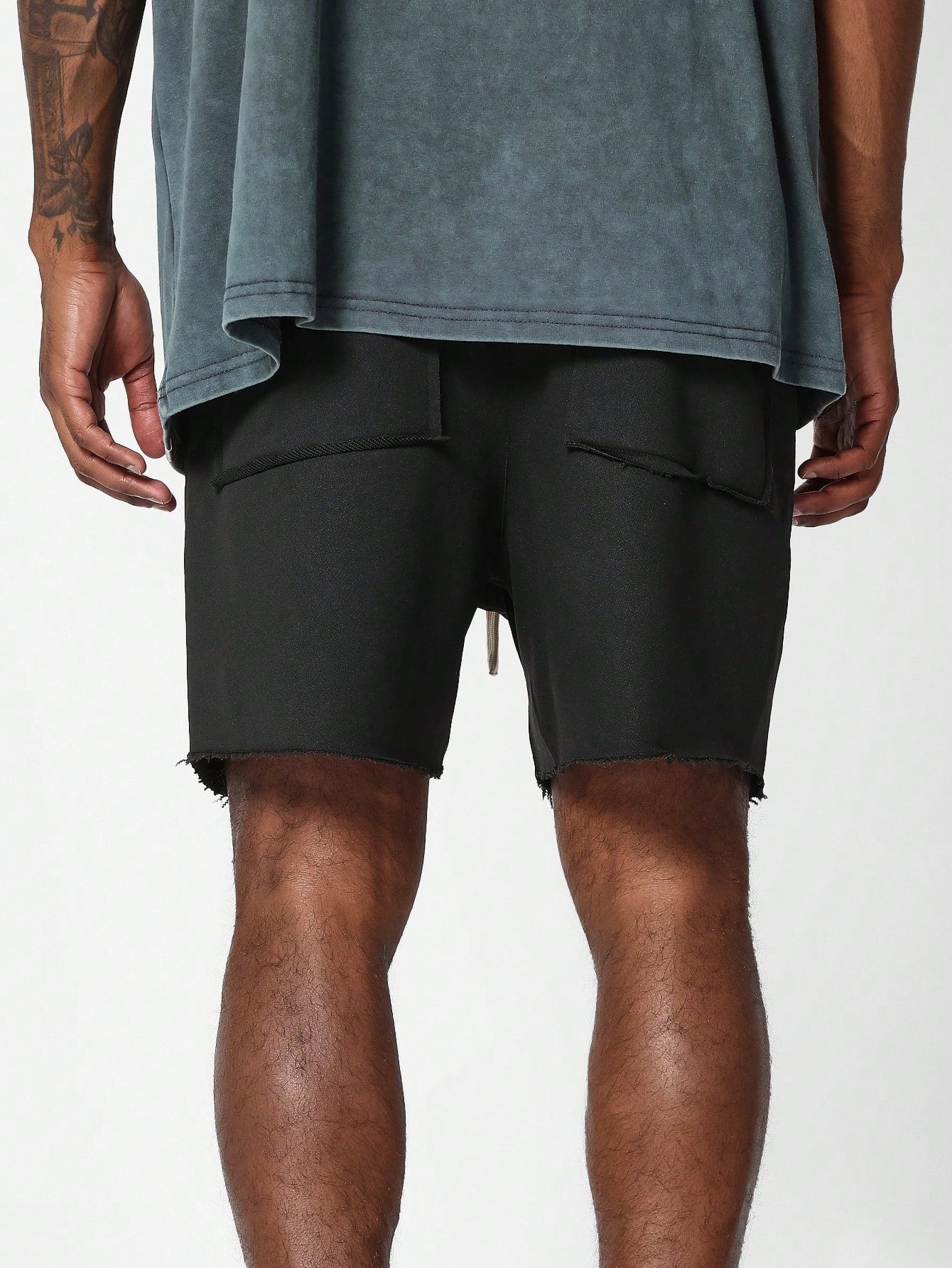 Drop Crotch Raw Edge Short