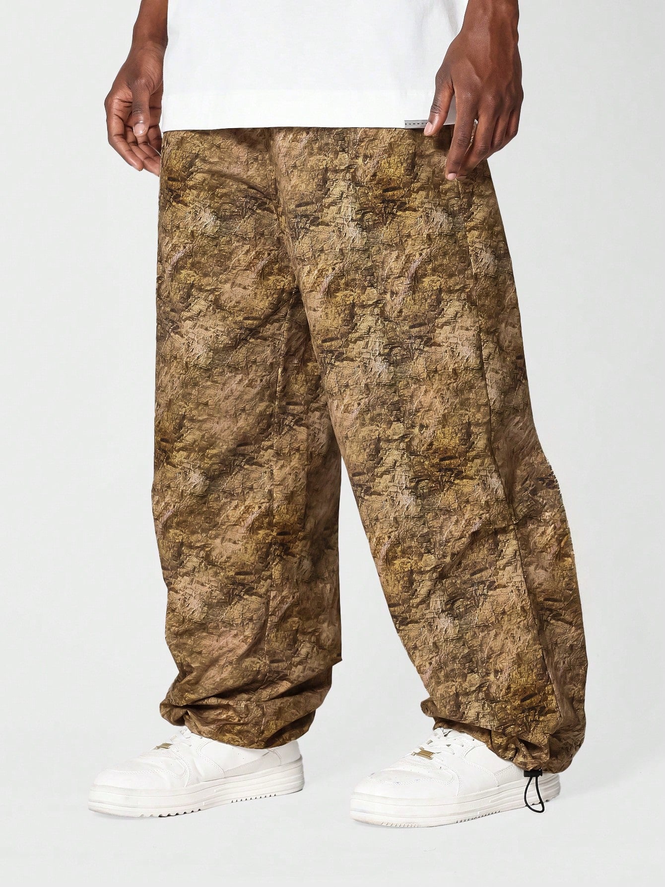 Loose Fit Baggy Nylon Pant With All Over Print