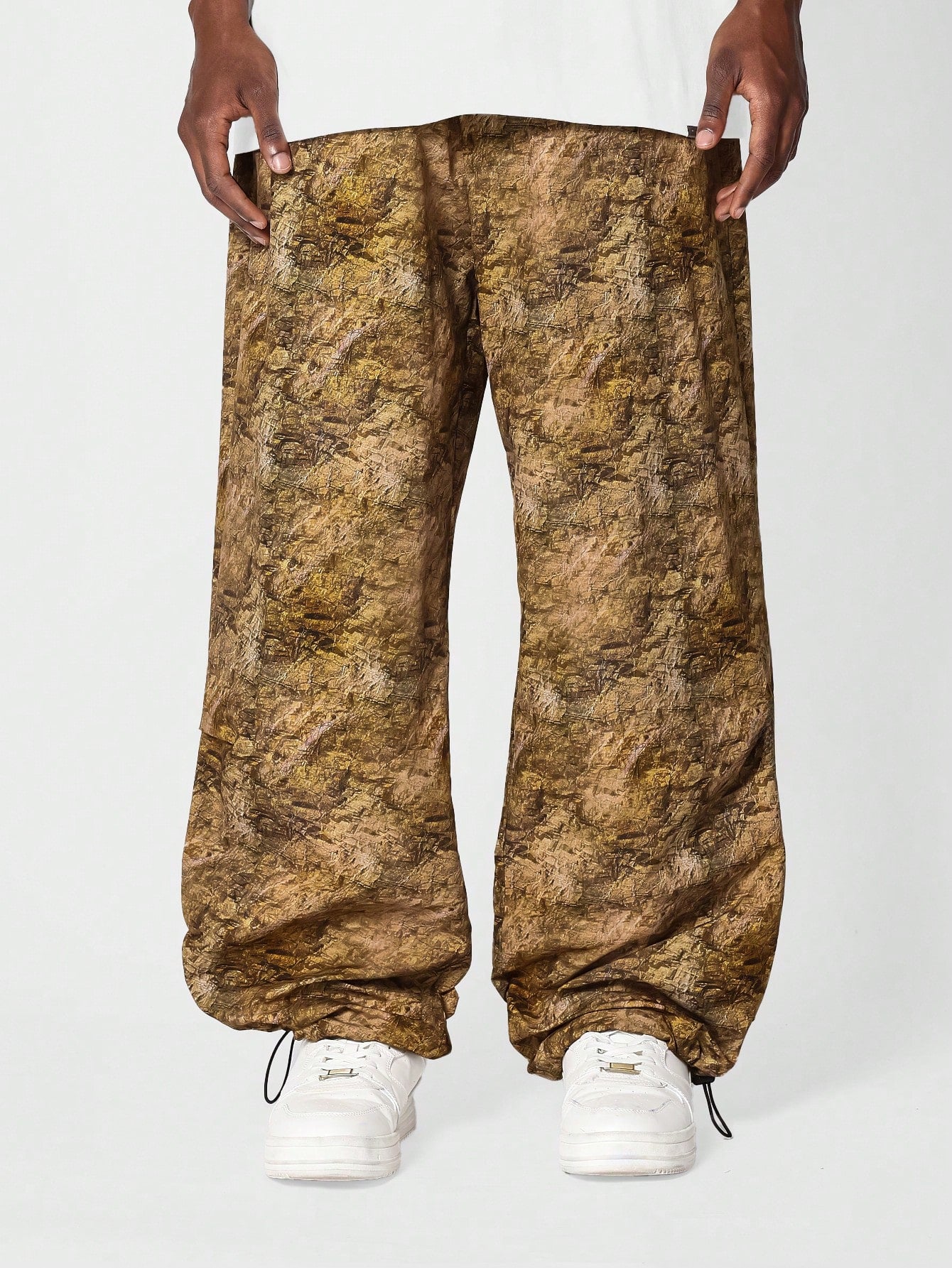 Loose Fit Baggy Nylon Pant With All Over Print