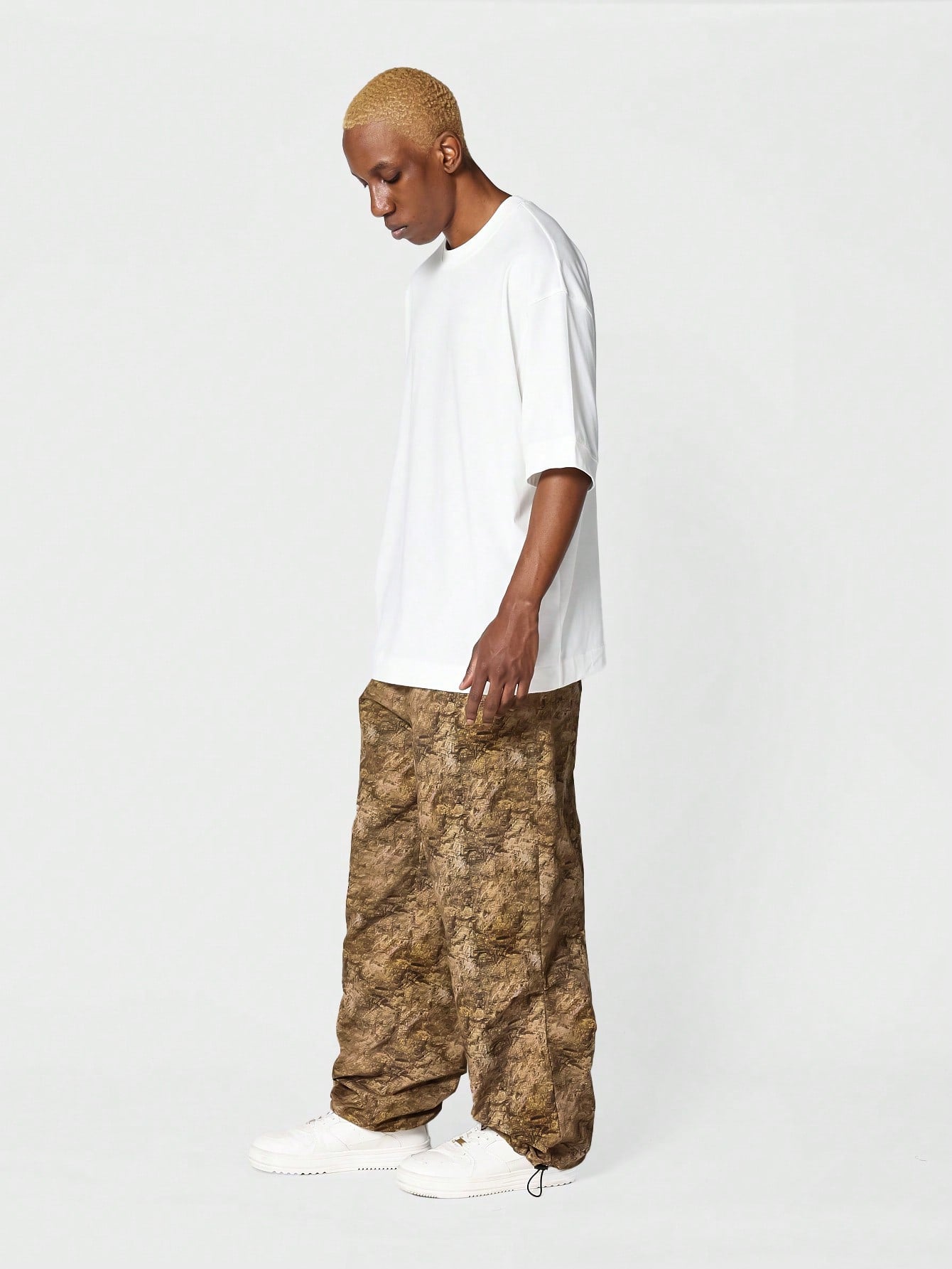 Loose Fit Baggy Nylon Pant With All Over Print