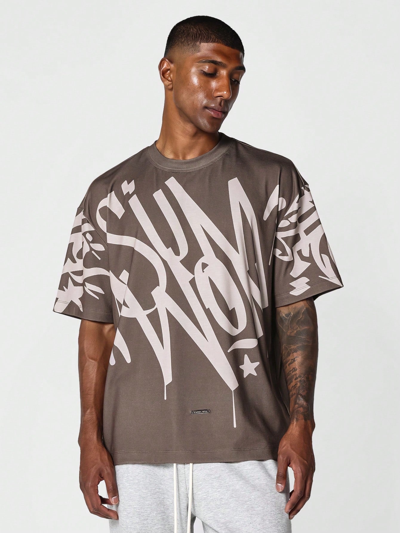 Tee With Graffiti Graphic For Daily Wear