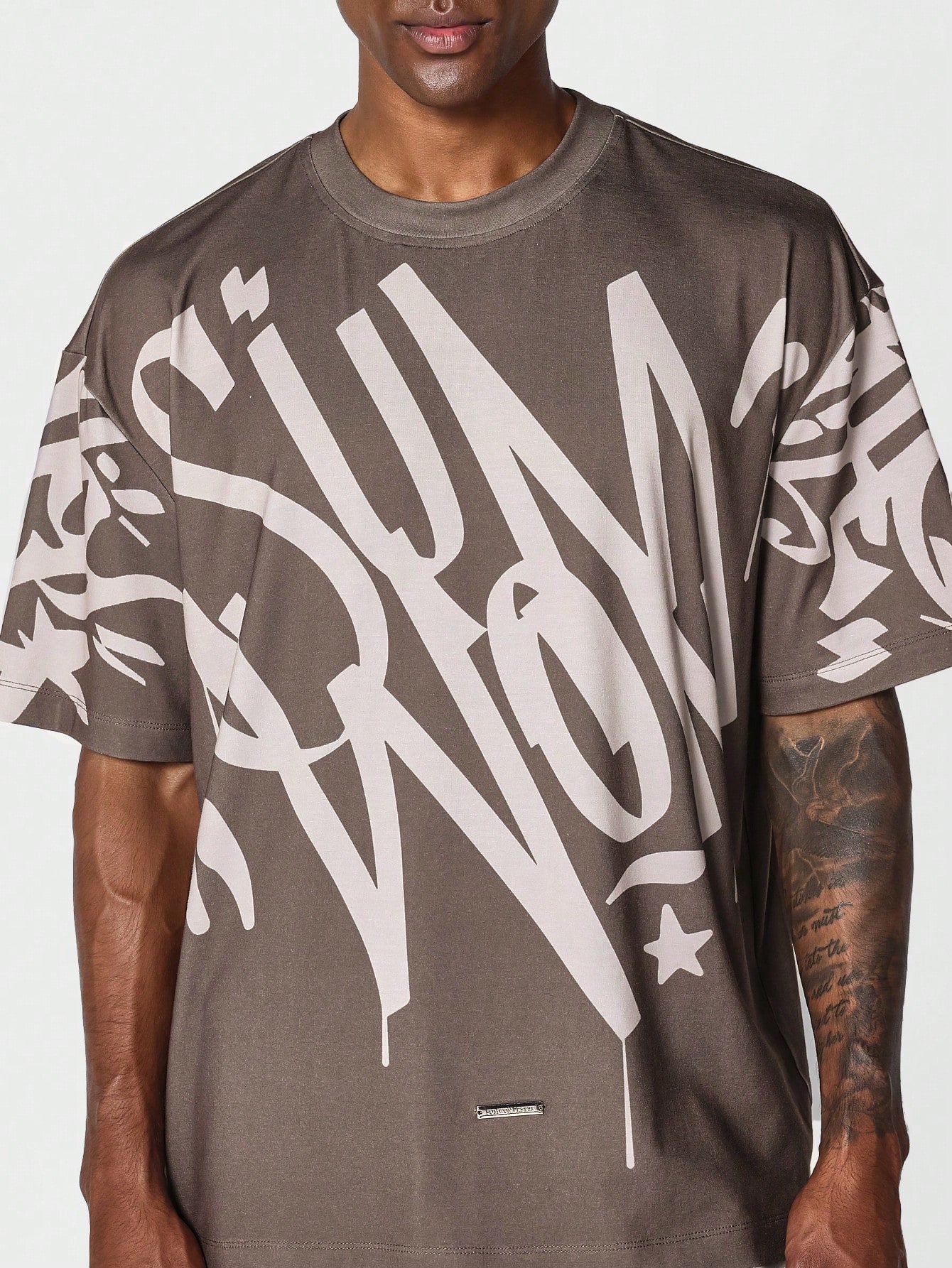 Tee With Graffiti Graphic For Daily Wear