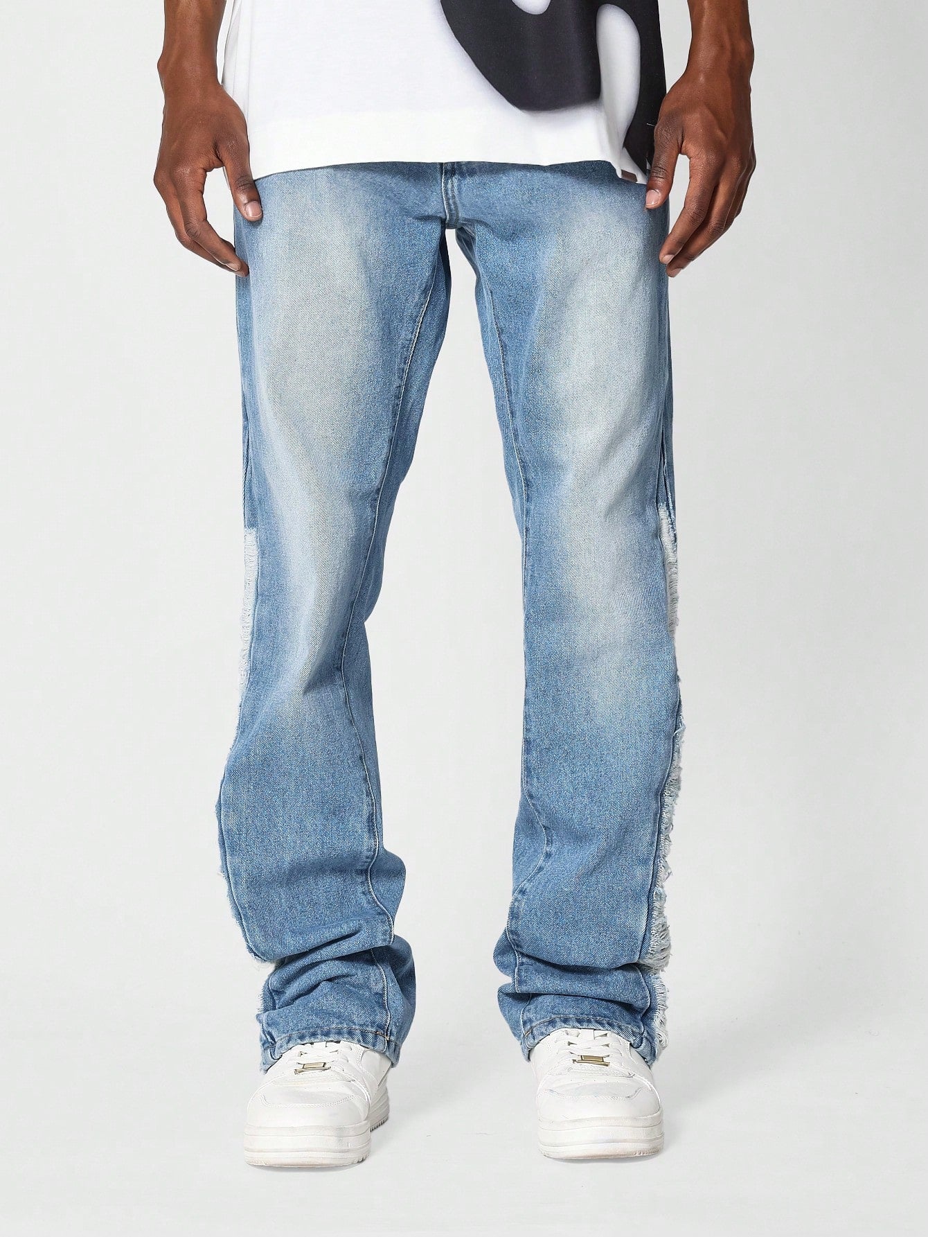 Flare Fit Jean With Side Distressing