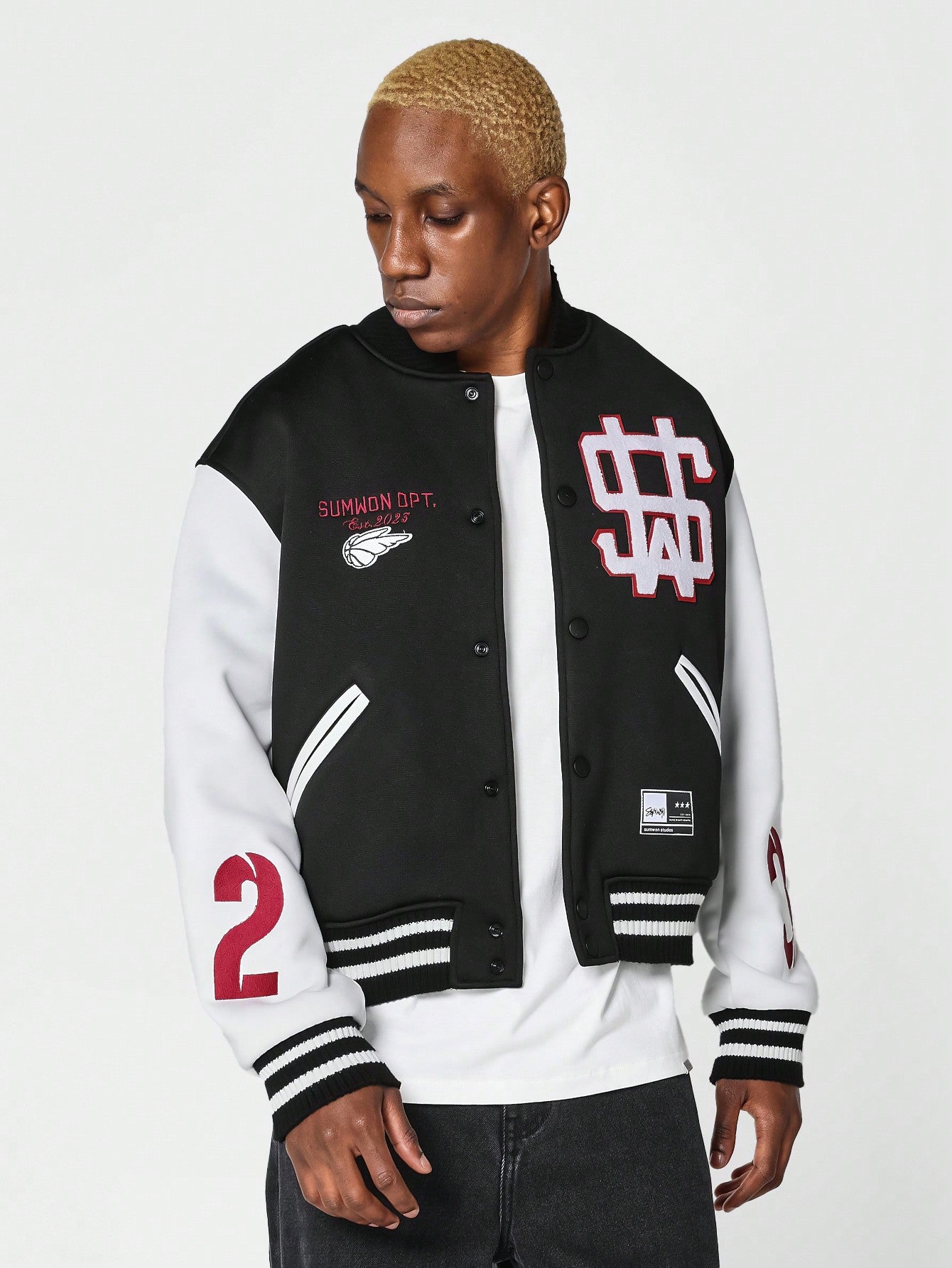 Badged Jersey Varsity Jacket