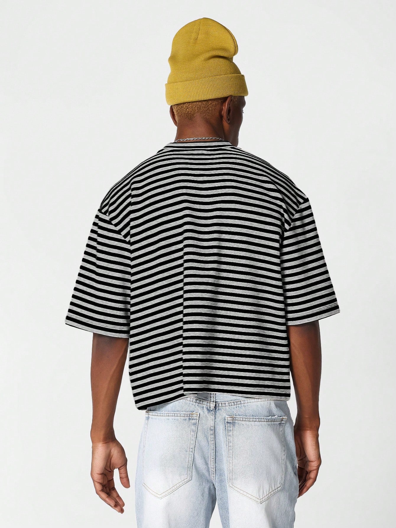 Crop Fit Stripe Short Sleeve Tee