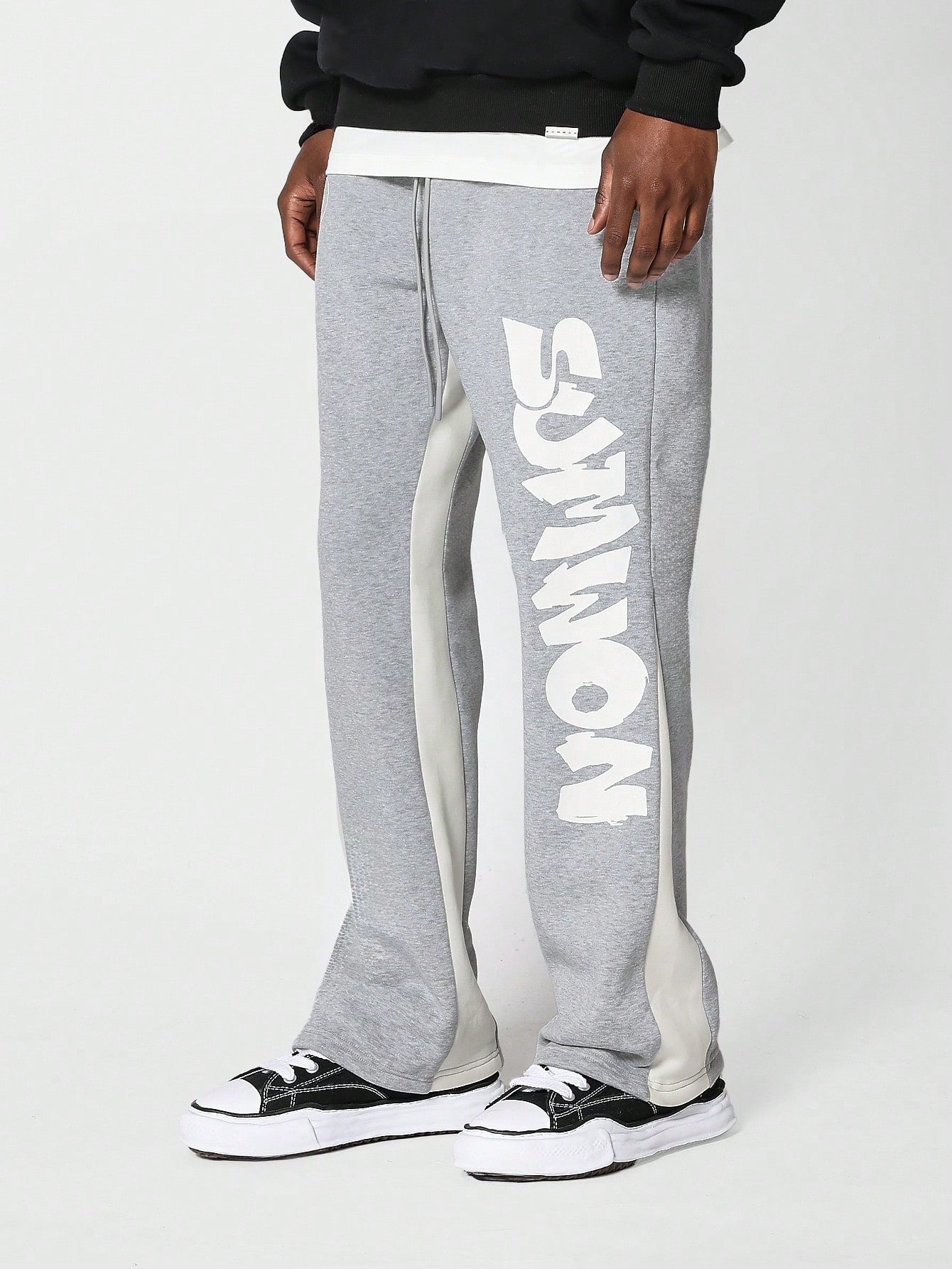 Flare Fit Jogger Pant With Graphic And Contrast Panels