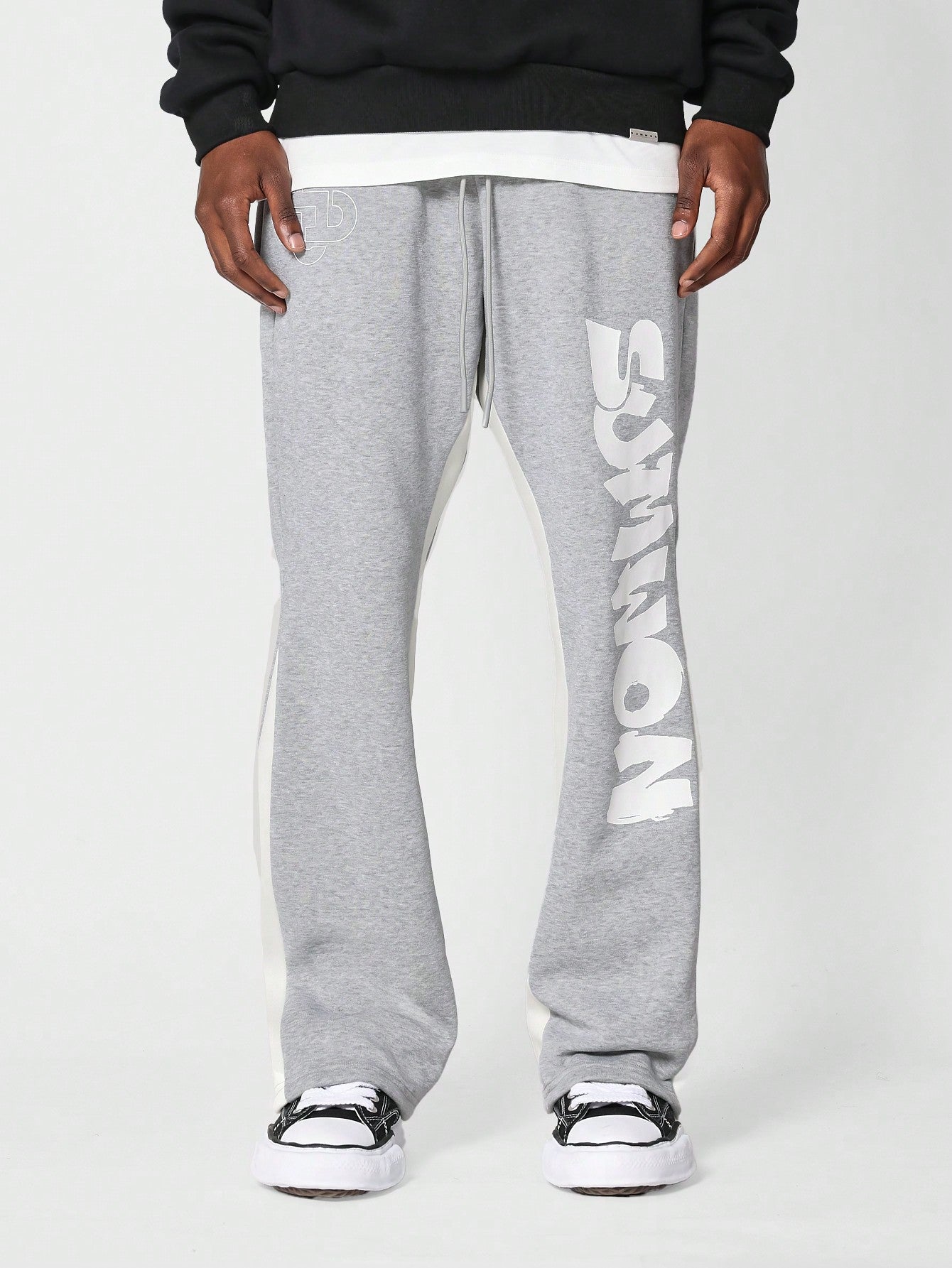 Flare Fit Jogger Pant With Graphic And Contrast Panels