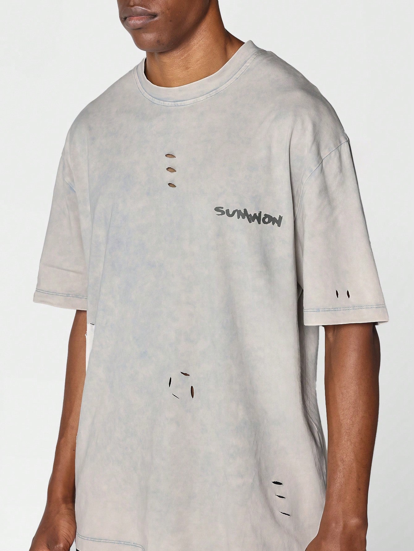 Washed Distressed Tee With Graphic Print