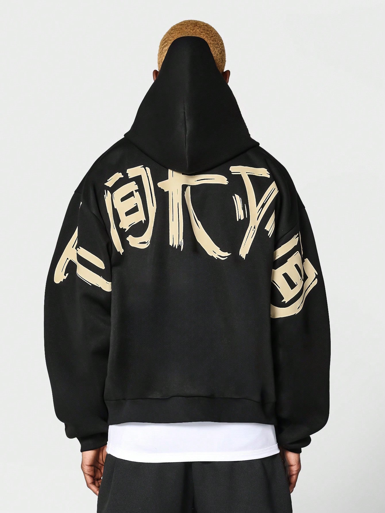 Overhead Hoodie With Japanese Style Graphic Print