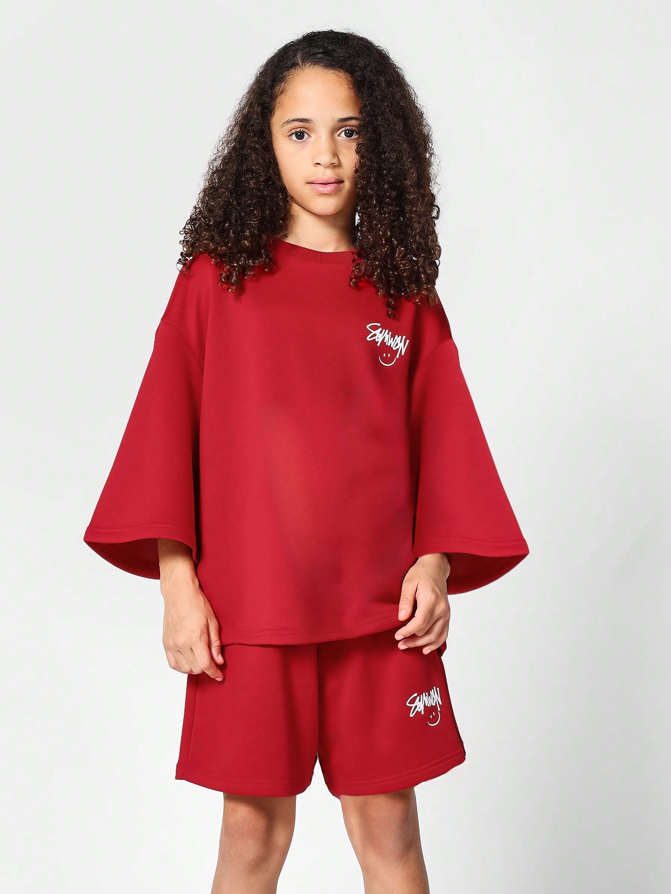 Kids Unisex Oversized Fit Tee With Short 2 Piece Set