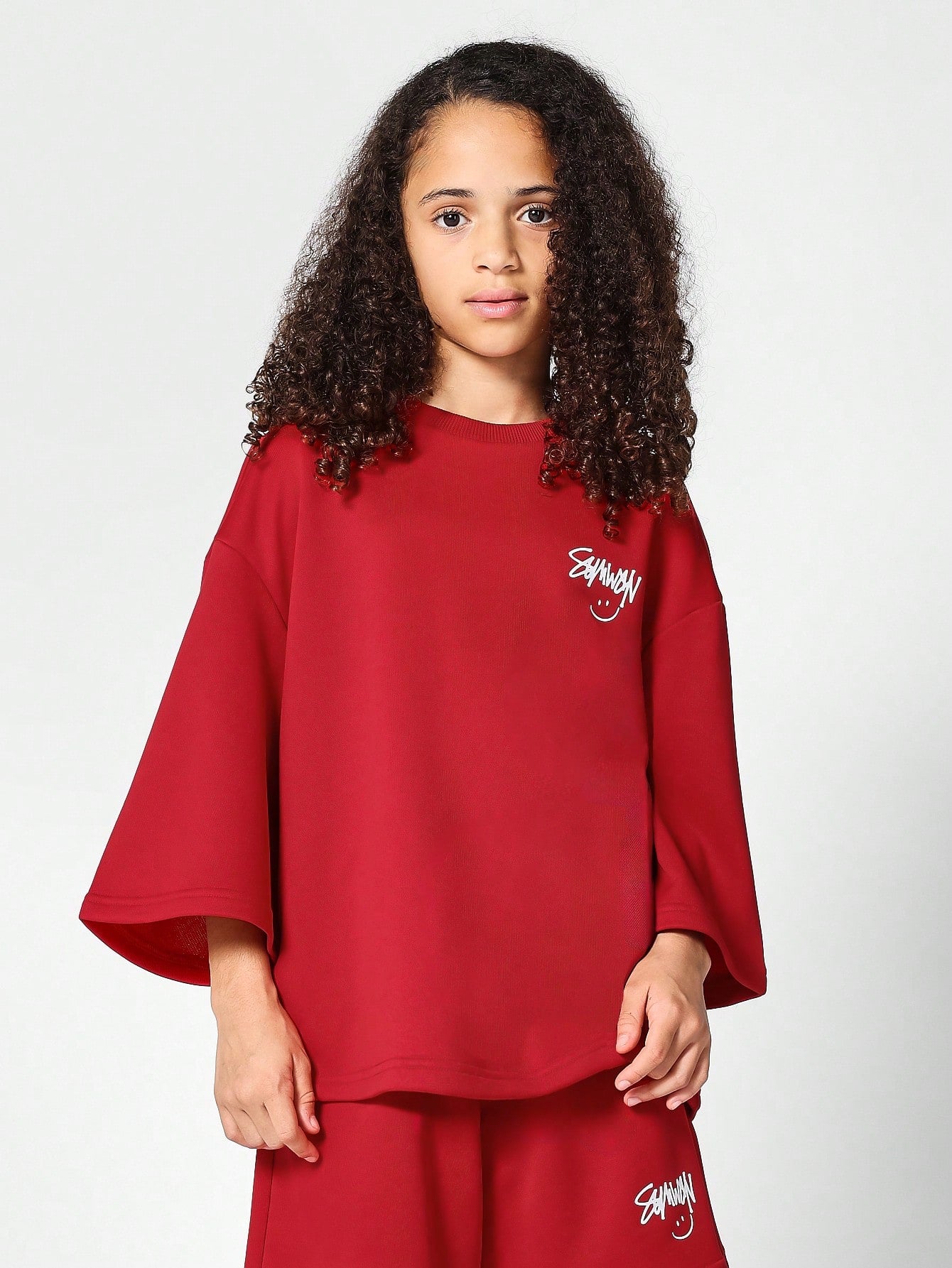 Kids Unisex Oversized Fit Tee With Short 2 Piece Set