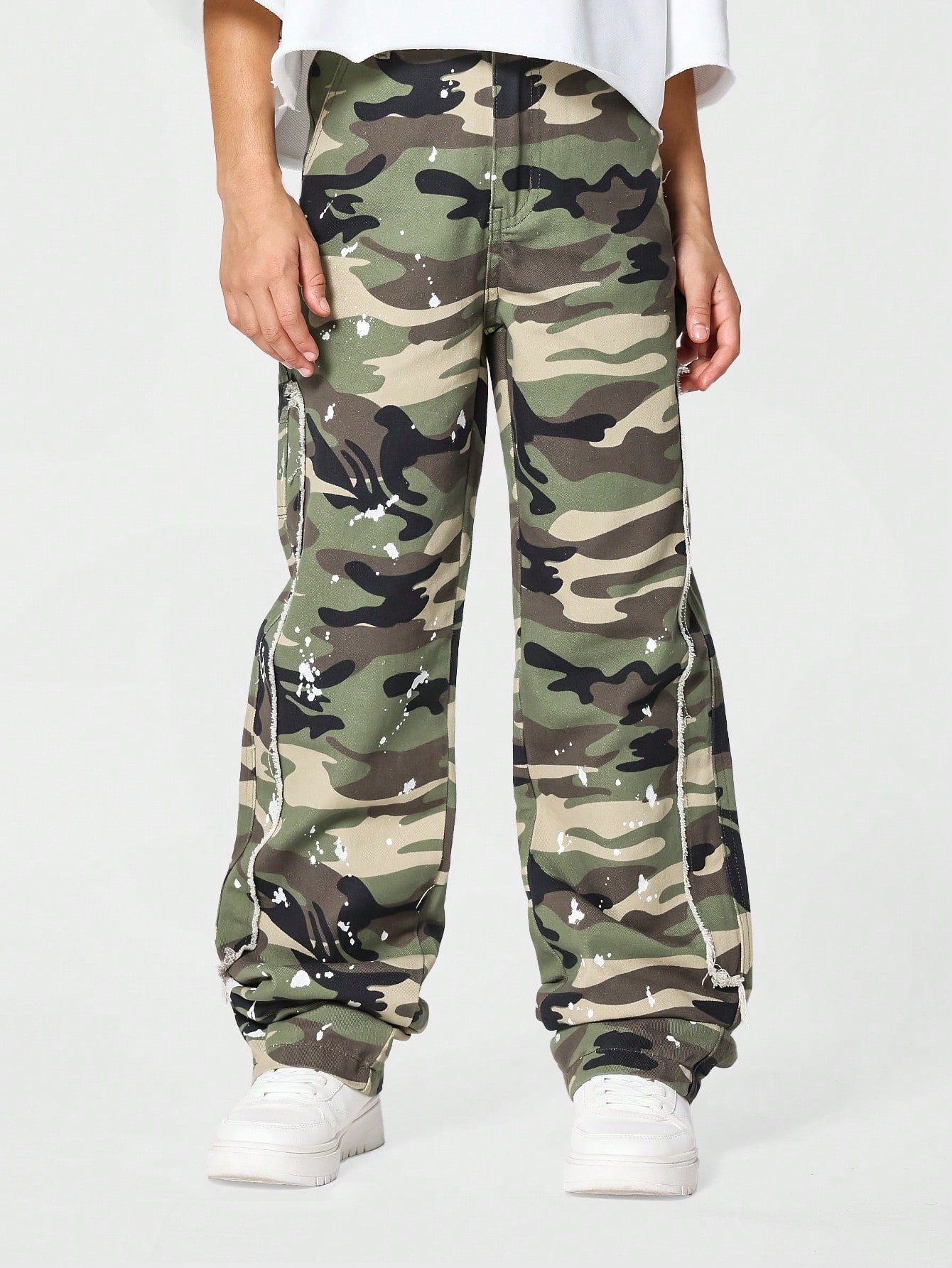 Kids Unisex Flare Fit Jean With All Over Camo Print