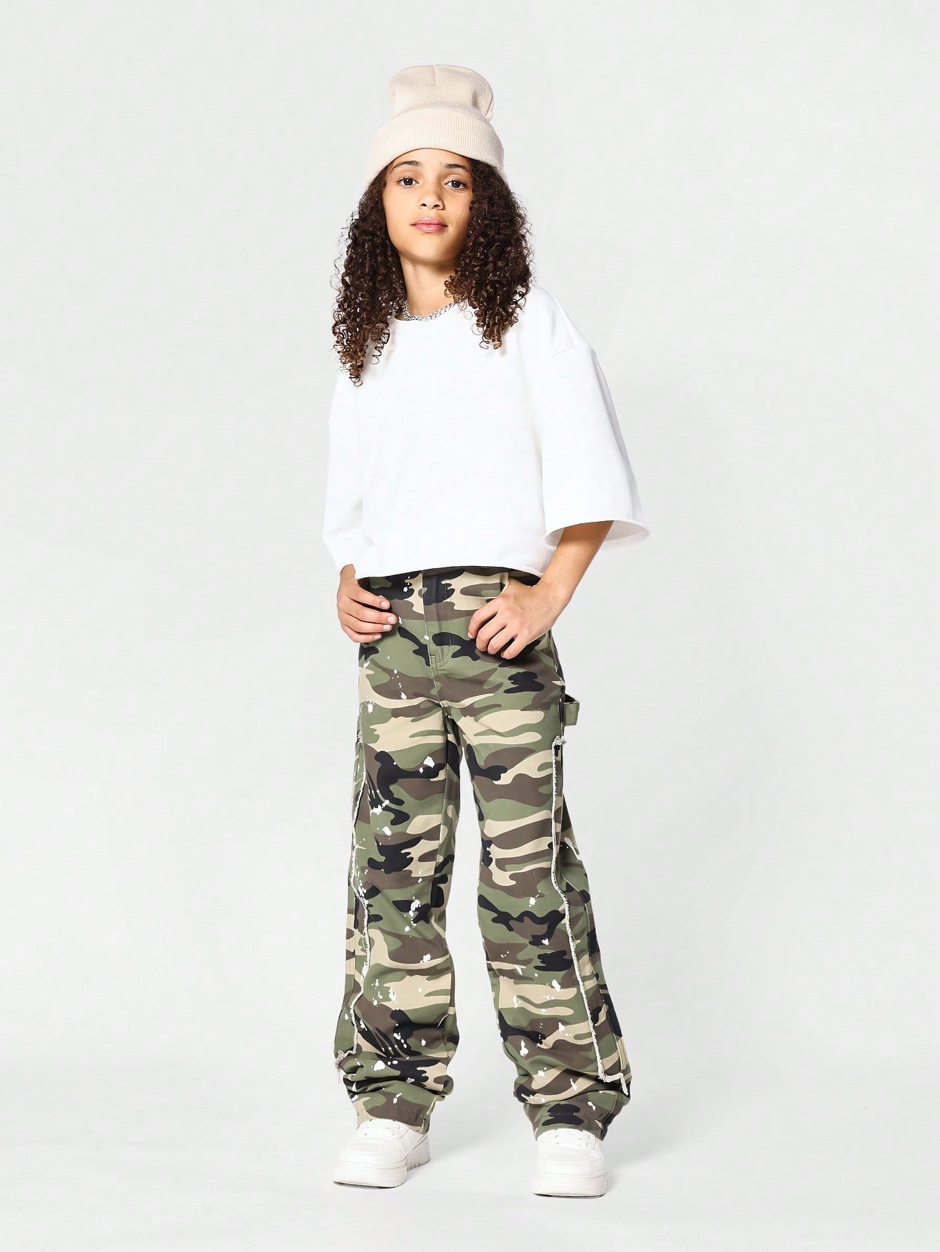 Kids Unisex Flare Fit Jean With All Over Camo Print