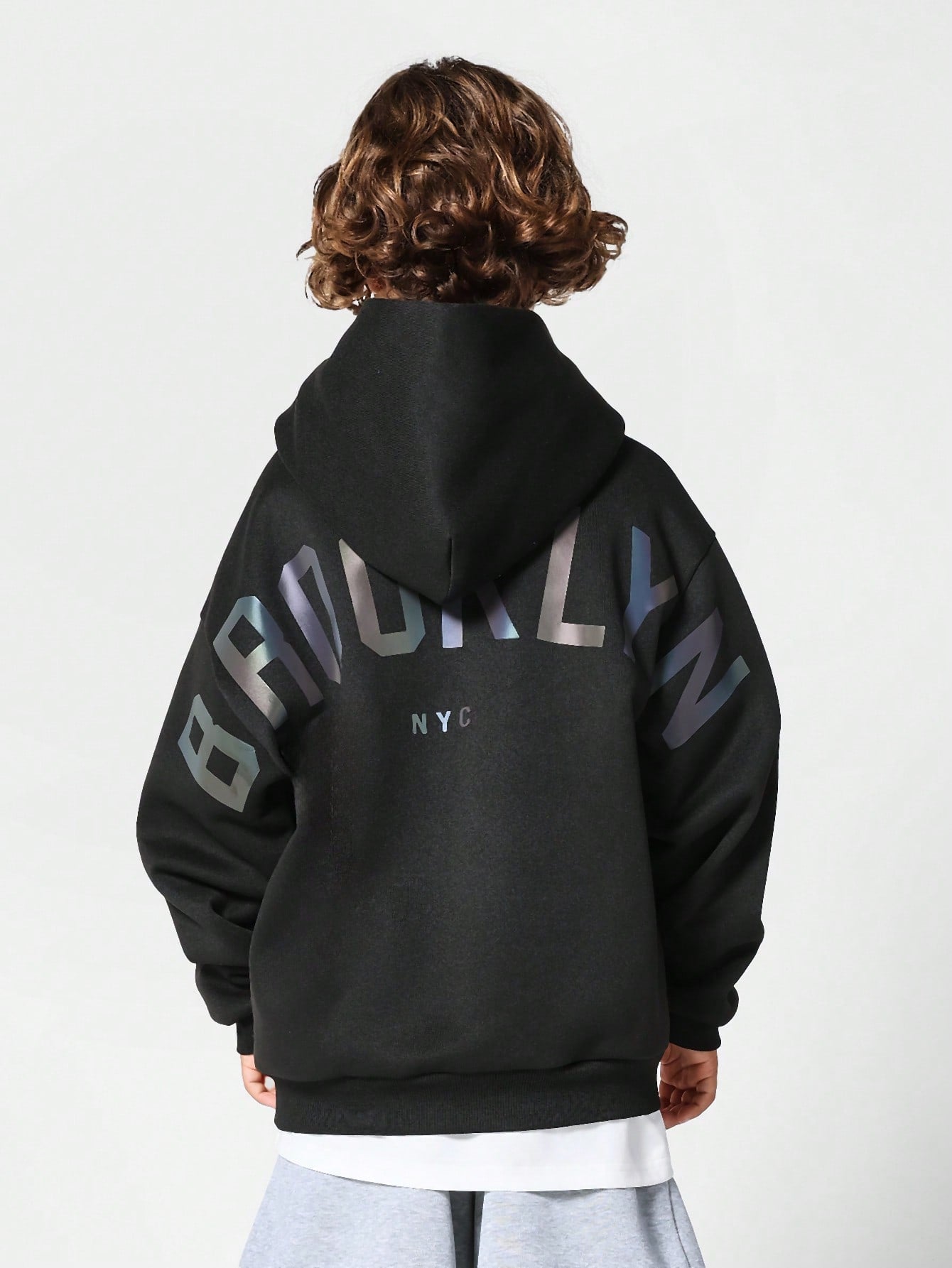 Kids Unisex Overhead Hoodie With Reflective Print