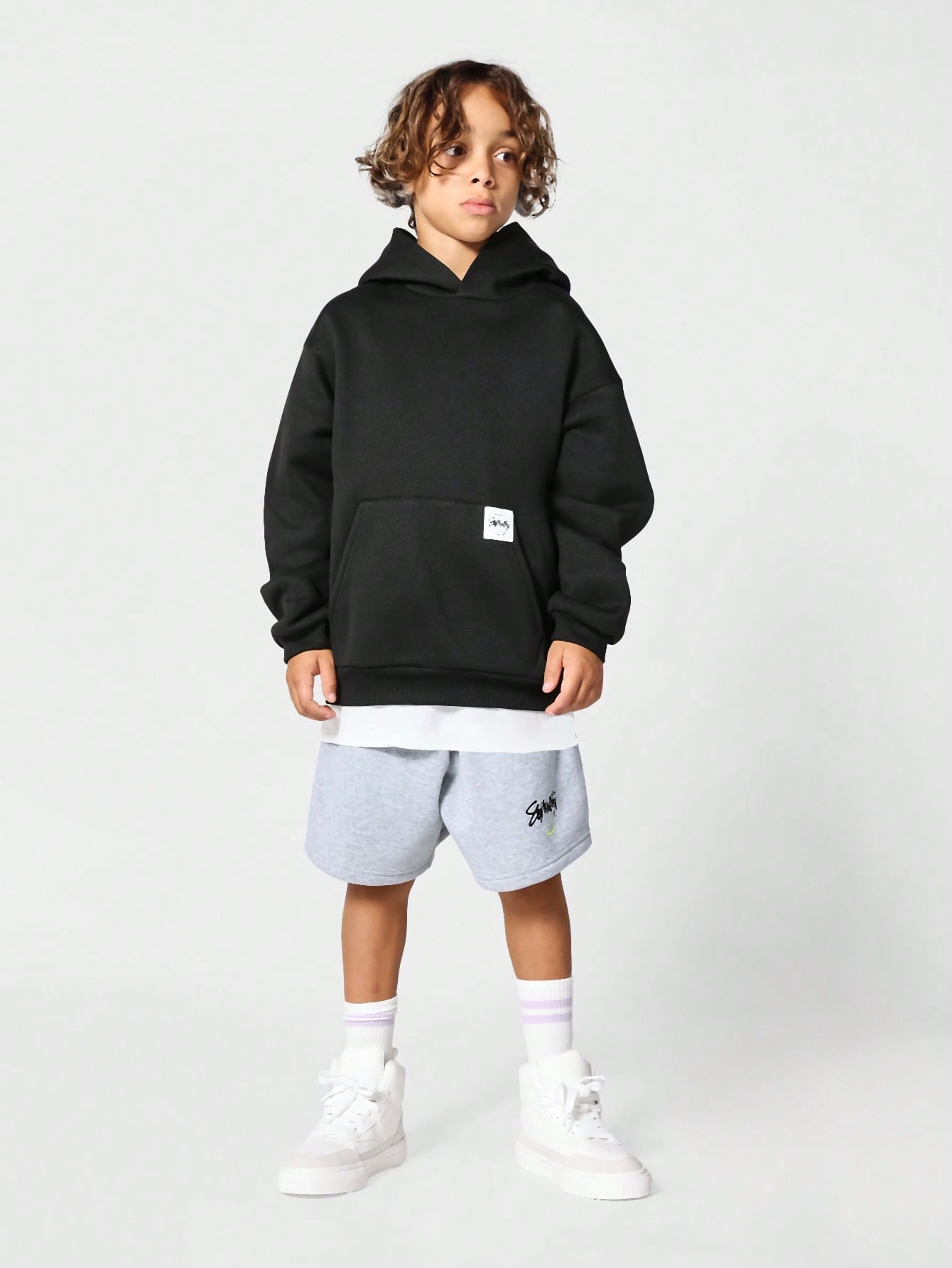 Kids Unisex Overhead Hoodie With Reflective Print