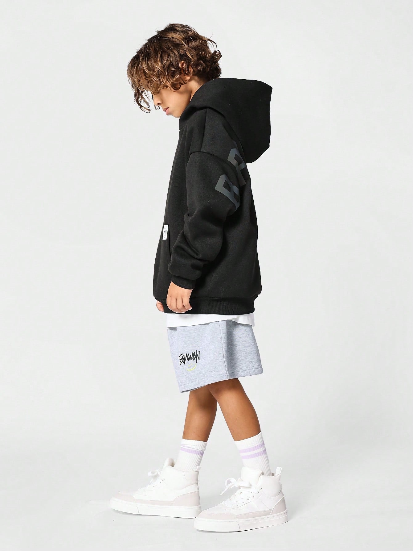 Kids Unisex Overhead Hoodie With Reflective Print