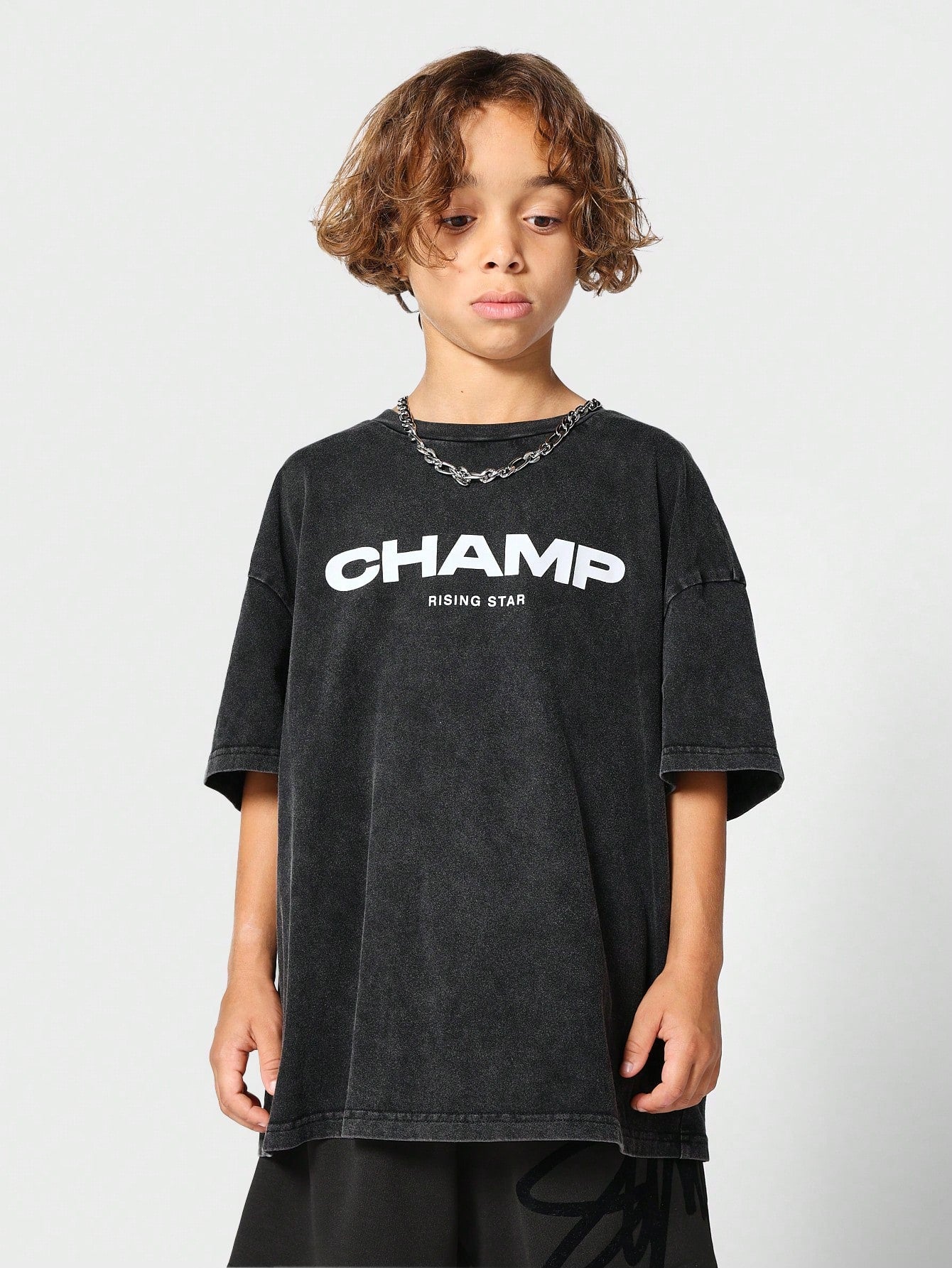 Tween Girl Washed Tee With Slogan Print