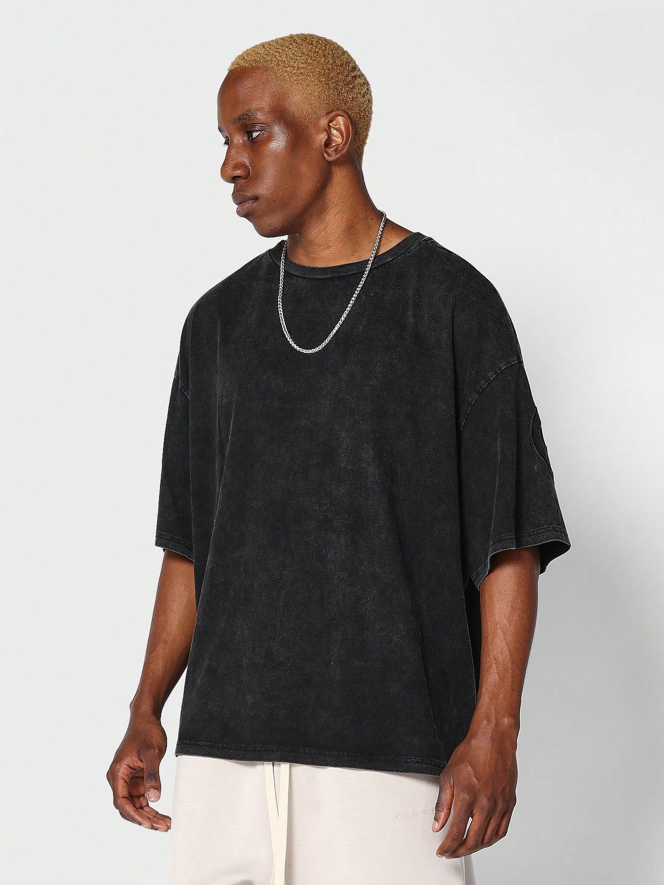 Oversized Fit Washed Tee With Embroidery