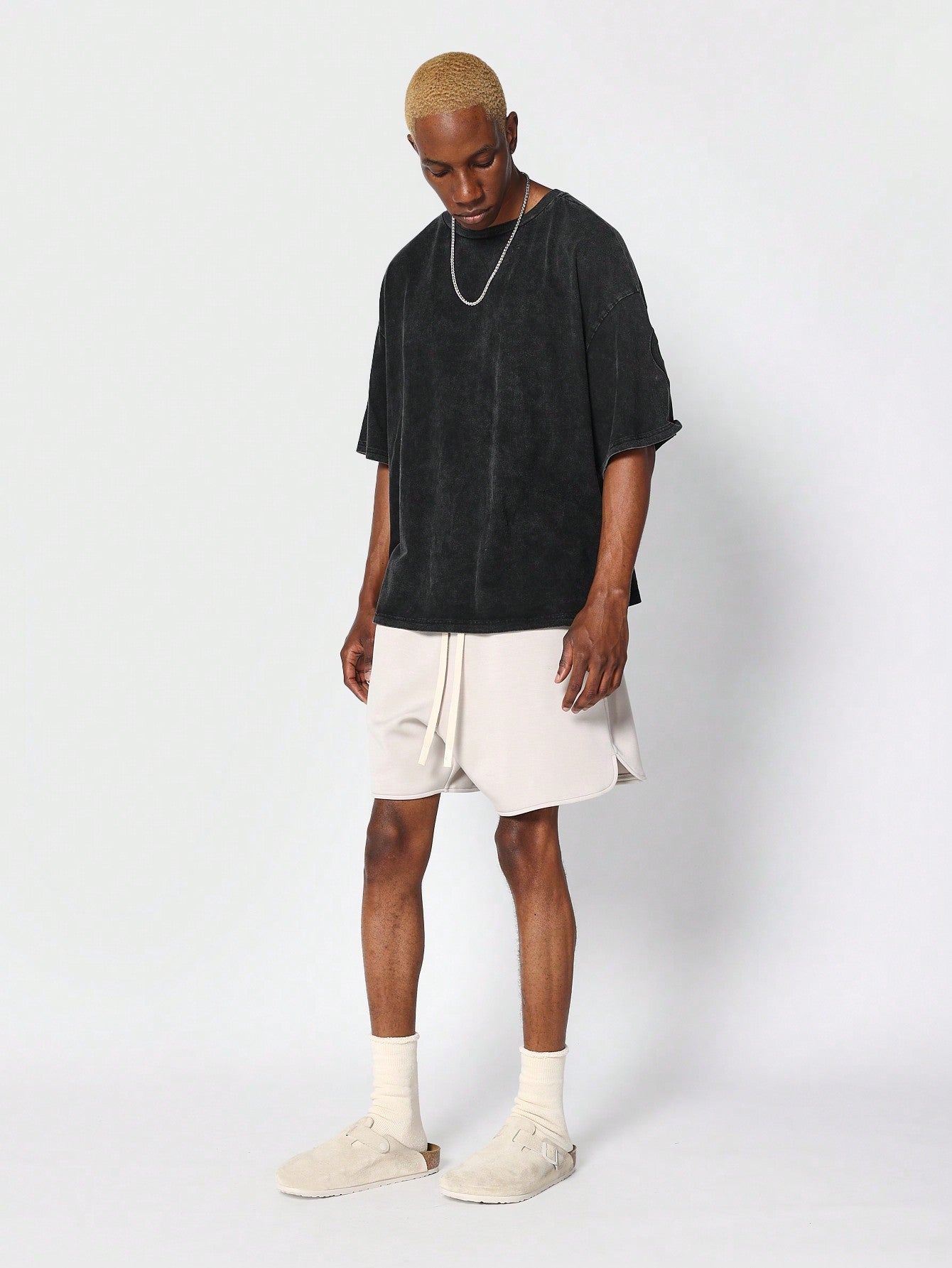 Oversized Fit Washed Tee With Embroidery College Ready